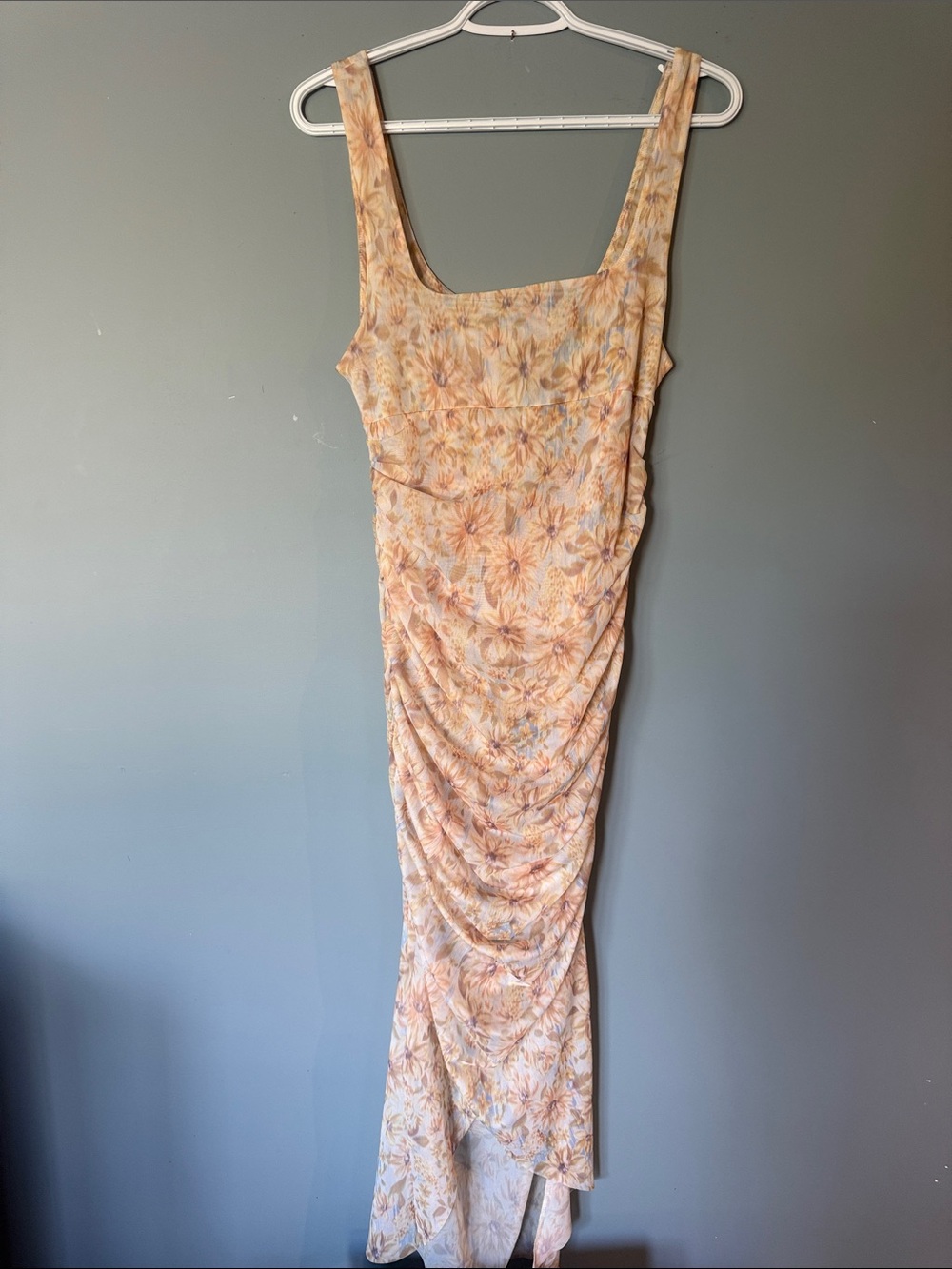 Zara Floral Peach and Cream Maxi Dress